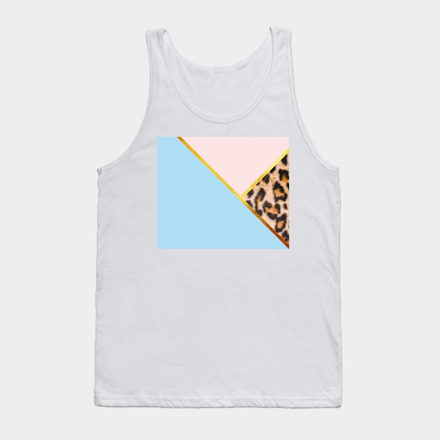 Abstract leopard print, color blocking blue Tank Top by ColorsHappiness